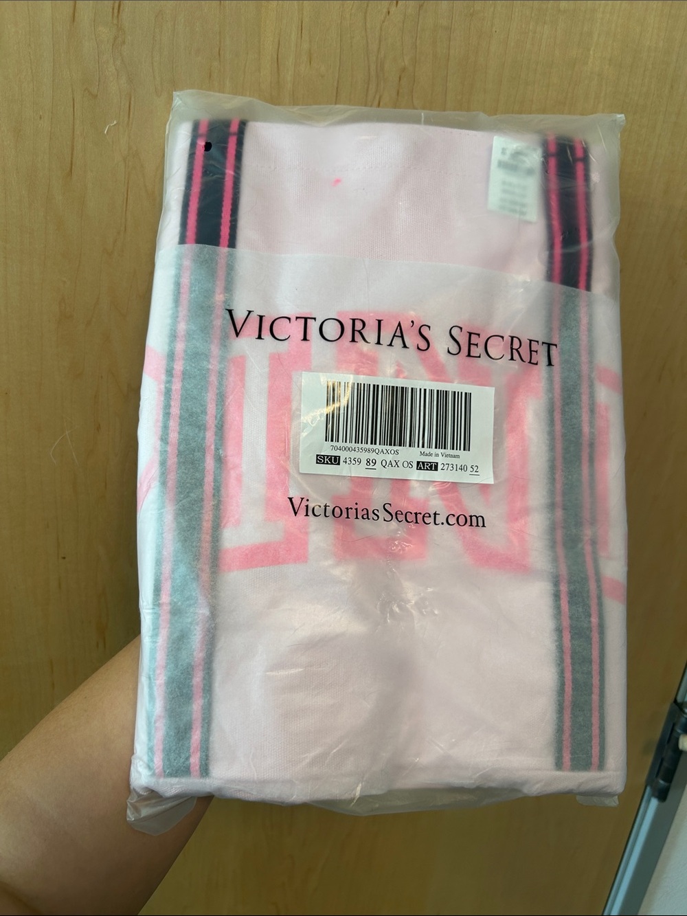 Victoria's Secret Pink & Gray Striped Beach Tote